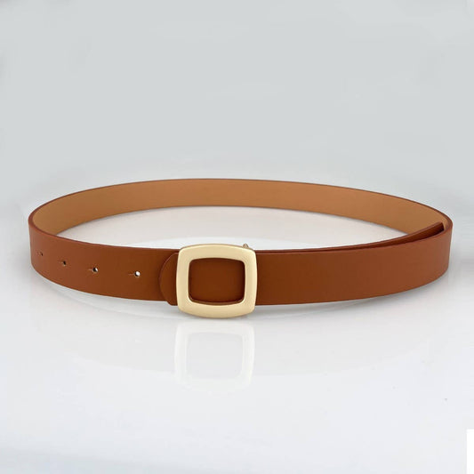 Minimalist Square Buckle Belt - Brown - KJ Clothier