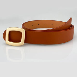 Minimalist Square Buckle Belt - Brown - KJ Clothier