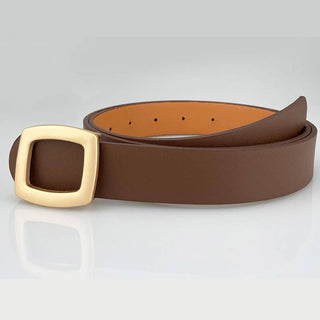 Minimalist Square Buckle Belt - Brown - KJ Clothier