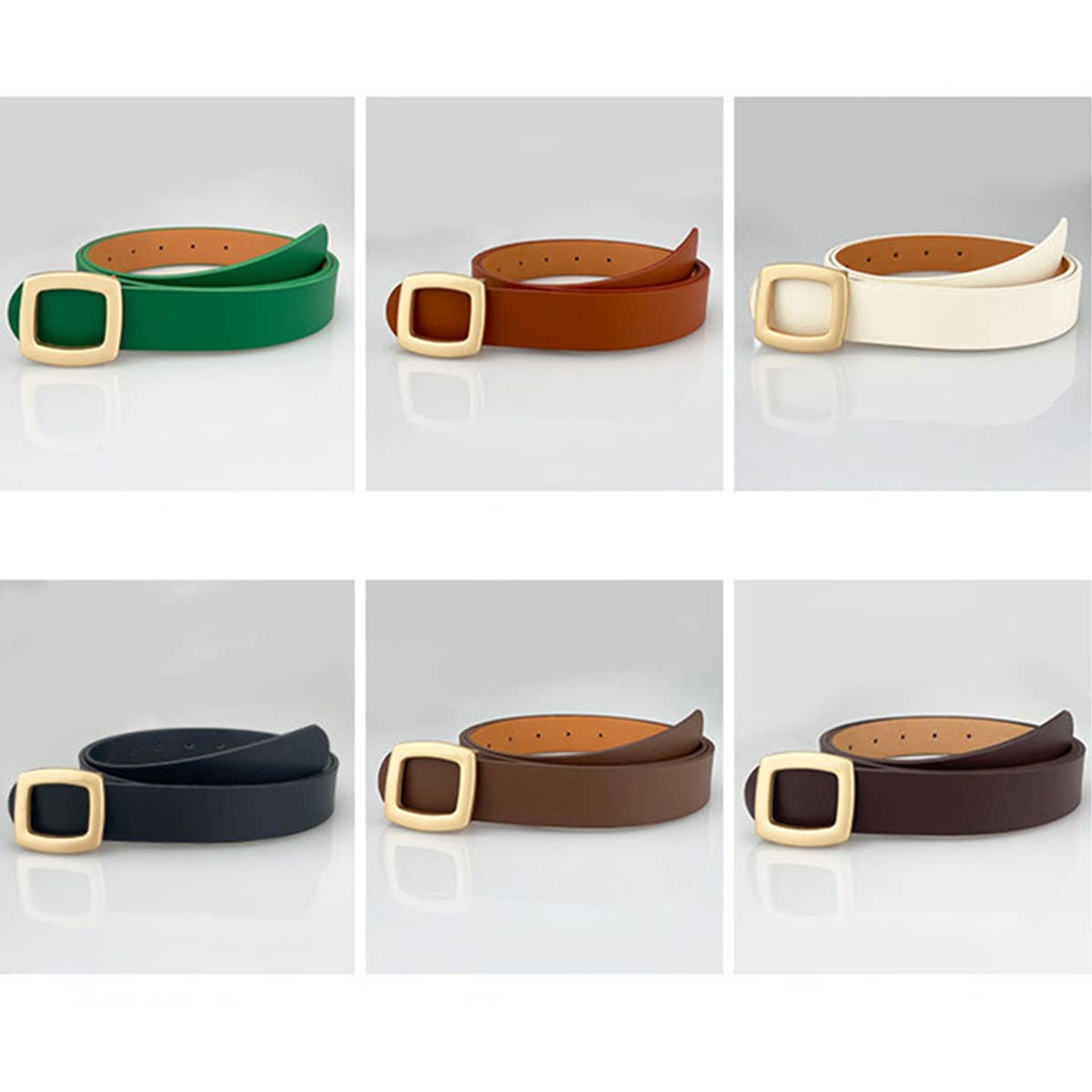 Minimalist Square Buckle Belt - Brown - KJ Clothier