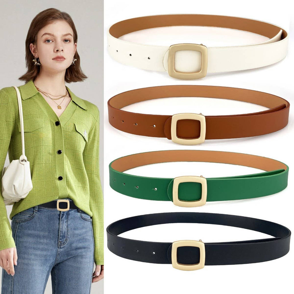 Minimalist Square Buckle Belt - Brown - KJ Clothier