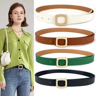 Minimalist Square Buckle Belt - Brown - KJ Clothier