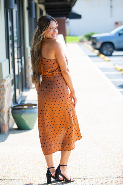 MINKPINK - Milan Midi Dress - Rust/Black - KJ Clothier