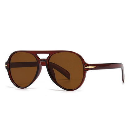 Modern Round Aviator Sunglasses - Brown - KJ Clothier
