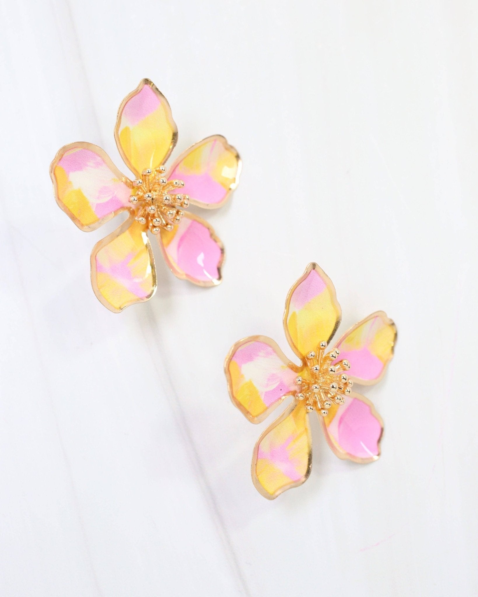 Monett Flower Post Earring - Pink - KJ Clothier