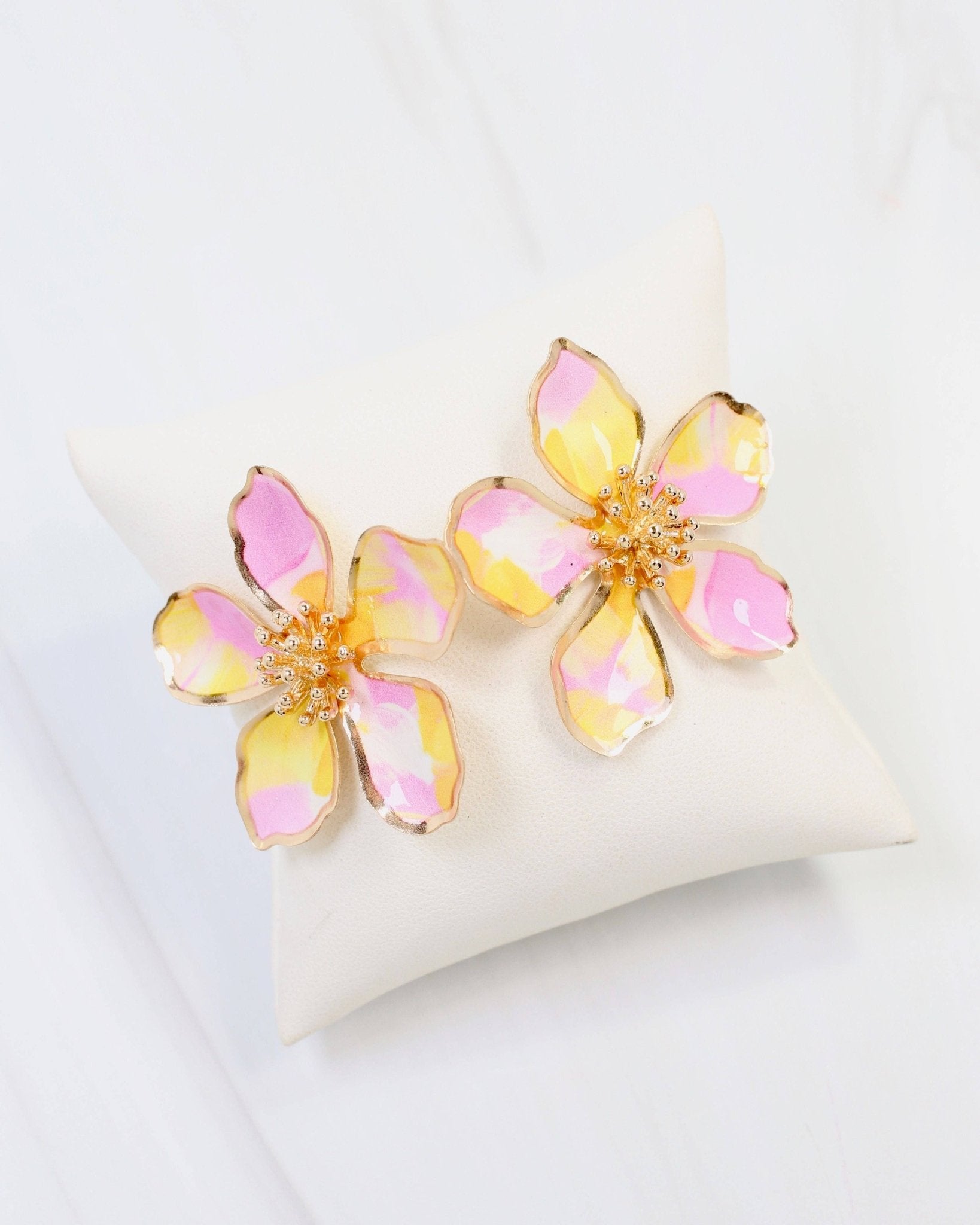 Monett Flower Post Earring - Pink - KJ Clothier