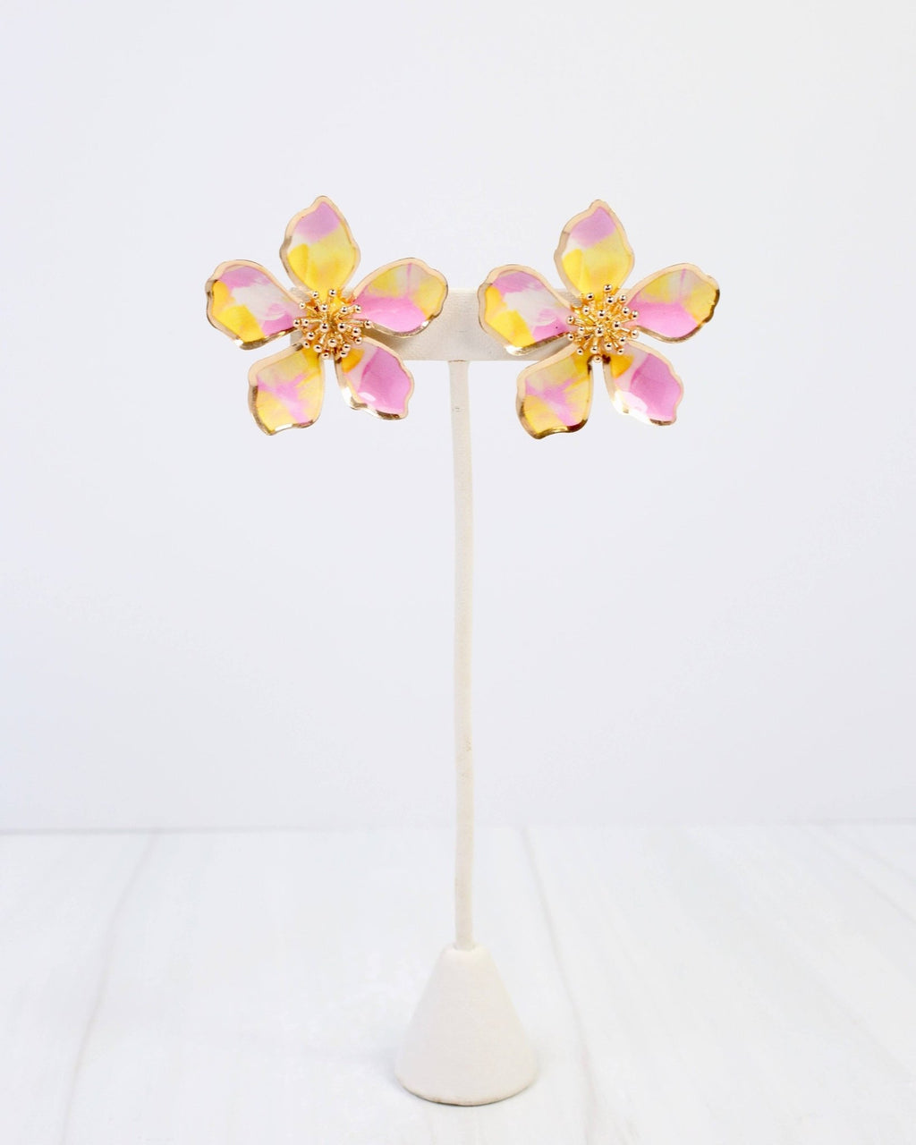 Monett Flower Post Earring - Pink - KJ Clothier