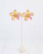 Monett Flower Post Earring - Pink - KJ Clothier