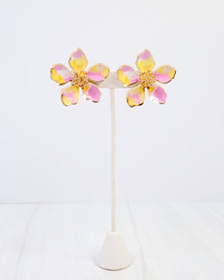 Monett Flower Post Earring - Pink - KJ Clothier