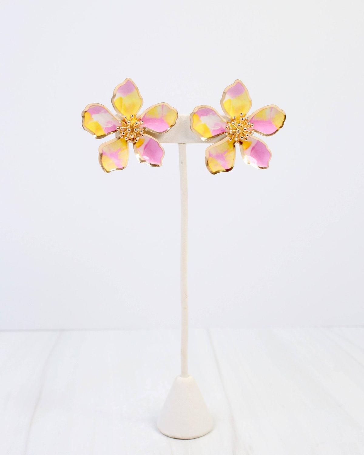 Monett Flower Post Earring - Pink - KJ Clothier
