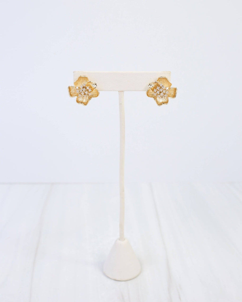 Mount Holly CZ Flower Earring WR - Gold - KJ Clothier