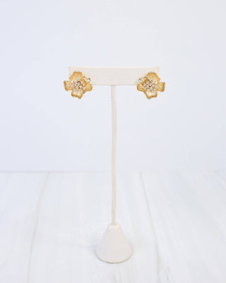Mount Holly CZ Flower Earring WR - Gold - KJ Clothier