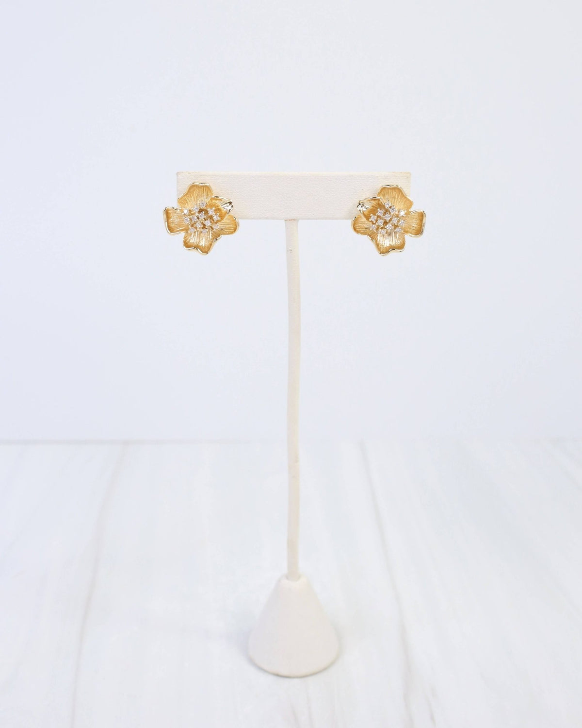 Mount Holly CZ Flower Earring WR - Gold - KJ Clothier