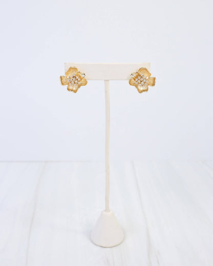 Mount Holly CZ Flower Earring WR - Gold - KJ Clothier