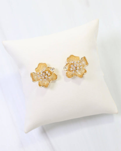 Mount Holly CZ Flower Earring WR - Gold - KJ Clothier