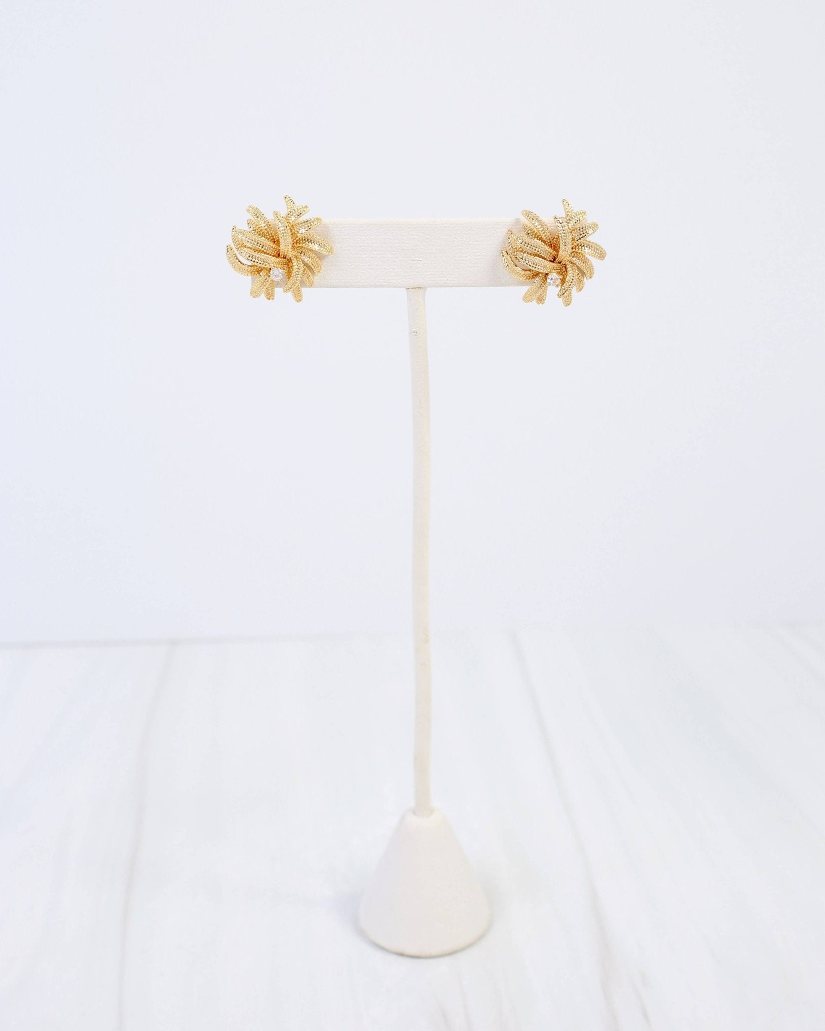 Newark Textured Cluster Earring WR - Gold - KJ Clothier