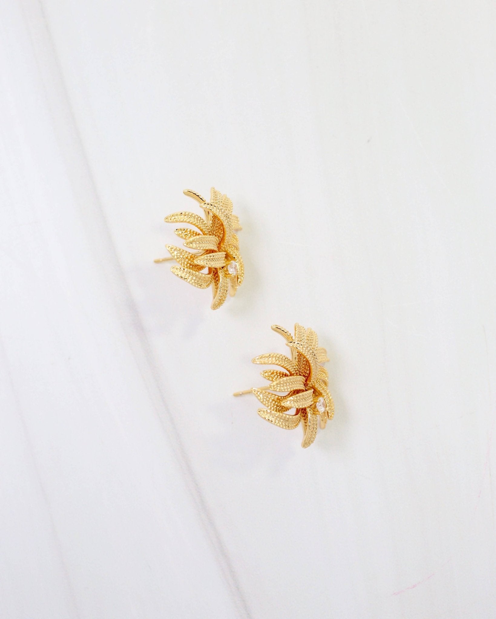 Newark Textured Cluster Earring WR - Gold - KJ Clothier
