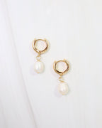 Niles Pearl Huggie Earring - Gold - KJ Clothier