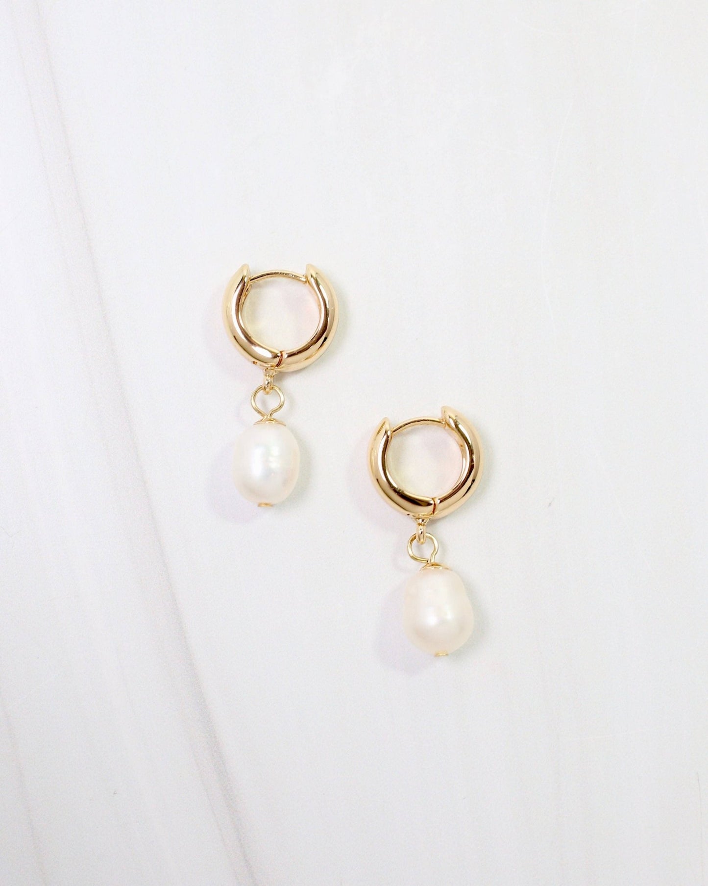 Niles Pearl Huggie Earring - Gold - KJ Clothier