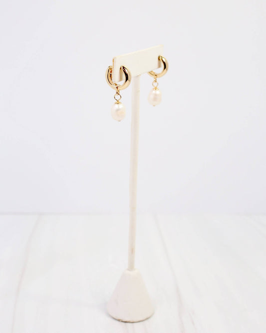 Niles Pearl Huggie Earring - Gold - KJ Clothier