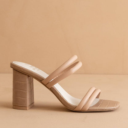 Oasis Society - The Angela Nude | Strappy Aligator Block Heel - KJ Clothier