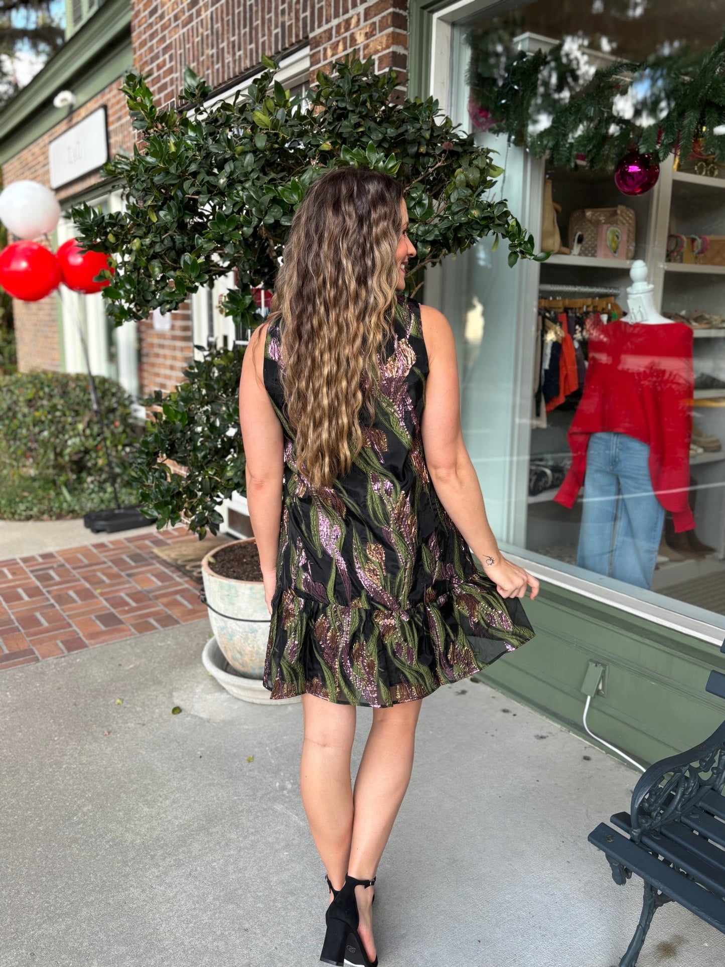 Out On The Town Dress - Black Floral - KJ Clothier