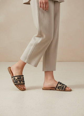 Outlook Beaded Sandal - Black - KJ Clothier
