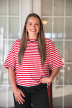 Cheers Oversized Striped Tee - Red & White