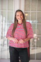 Cheers Oversized Striped Tee - Red & White