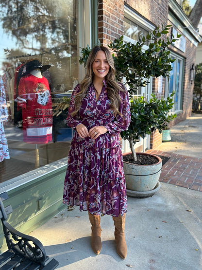 Paisley Plum Dress - KJ Clothier