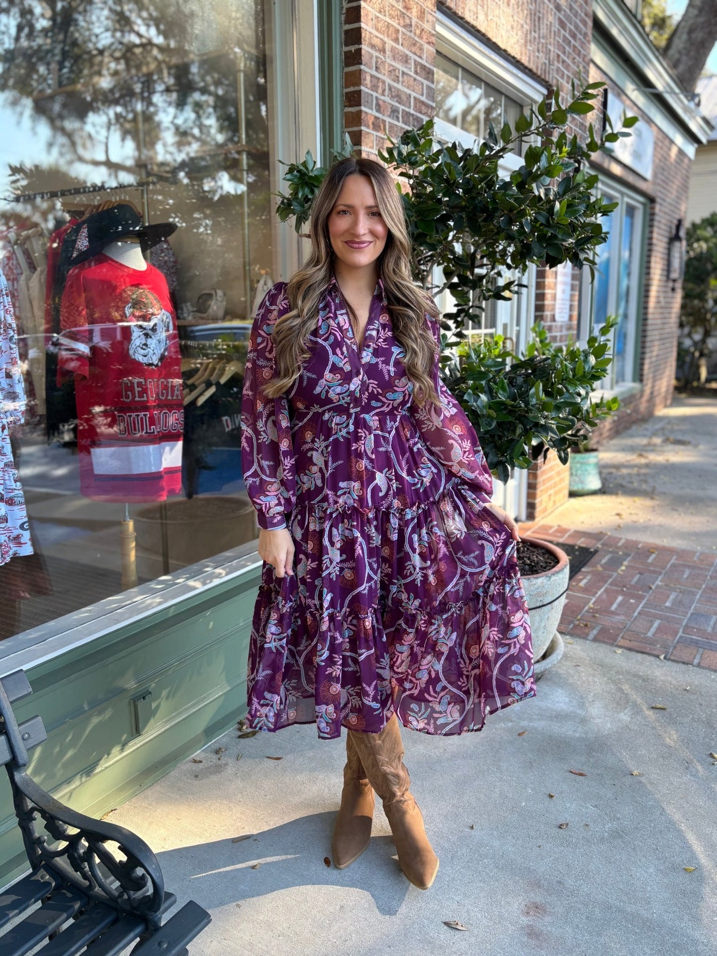 Paisley Plum Dress - KJ Clothier