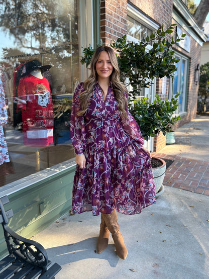 Paisley Plum Dress - KJ Clothier