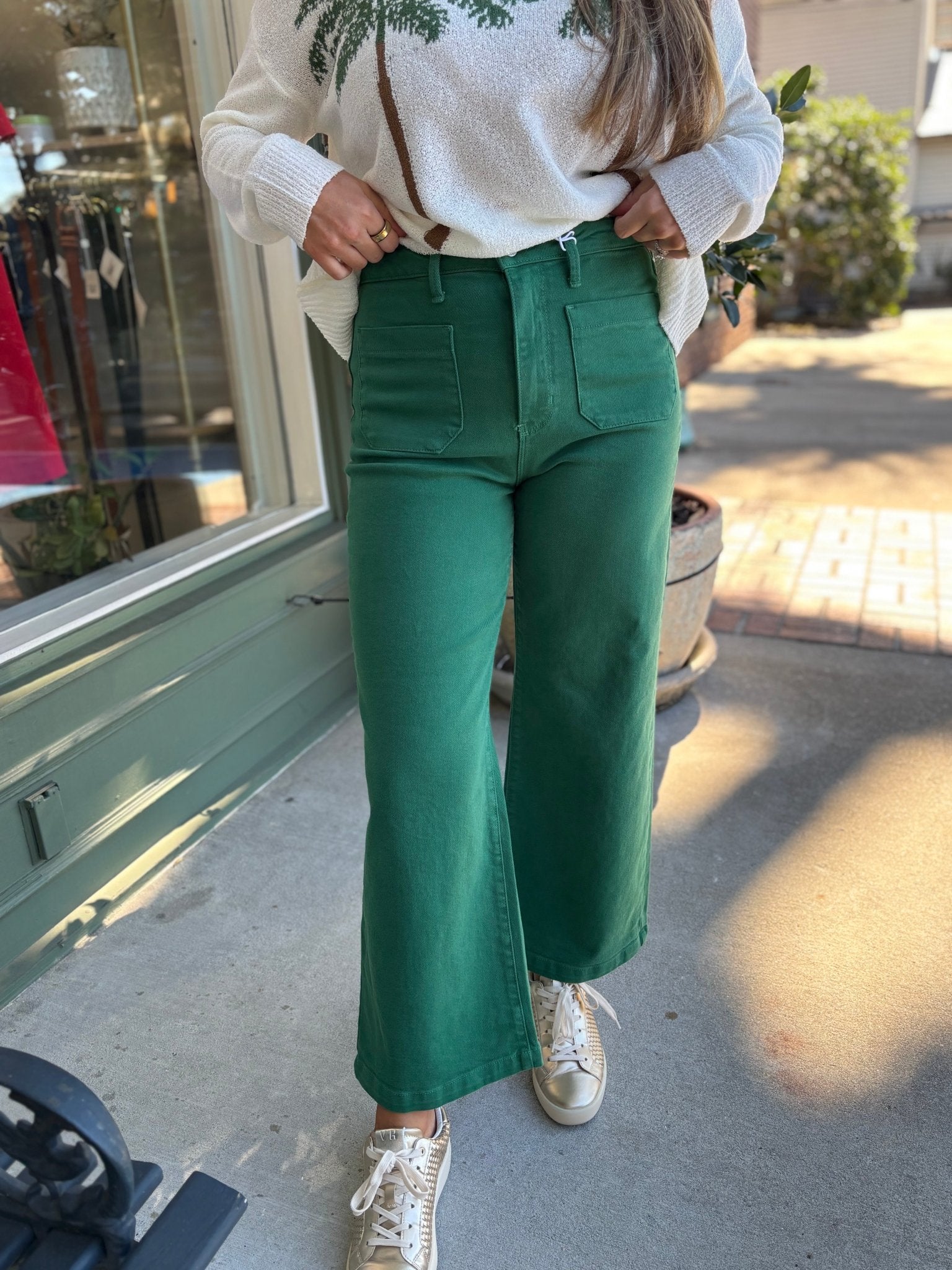 Patch Pocket Jeans - Green - KJ Clothier