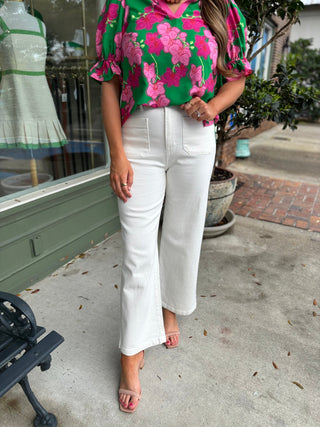 Patch Pocket Wide Leg Jeans - KJ Clothier