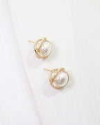 Pendleton Pearl and Crystal Stud - Gold - KJ Clothier