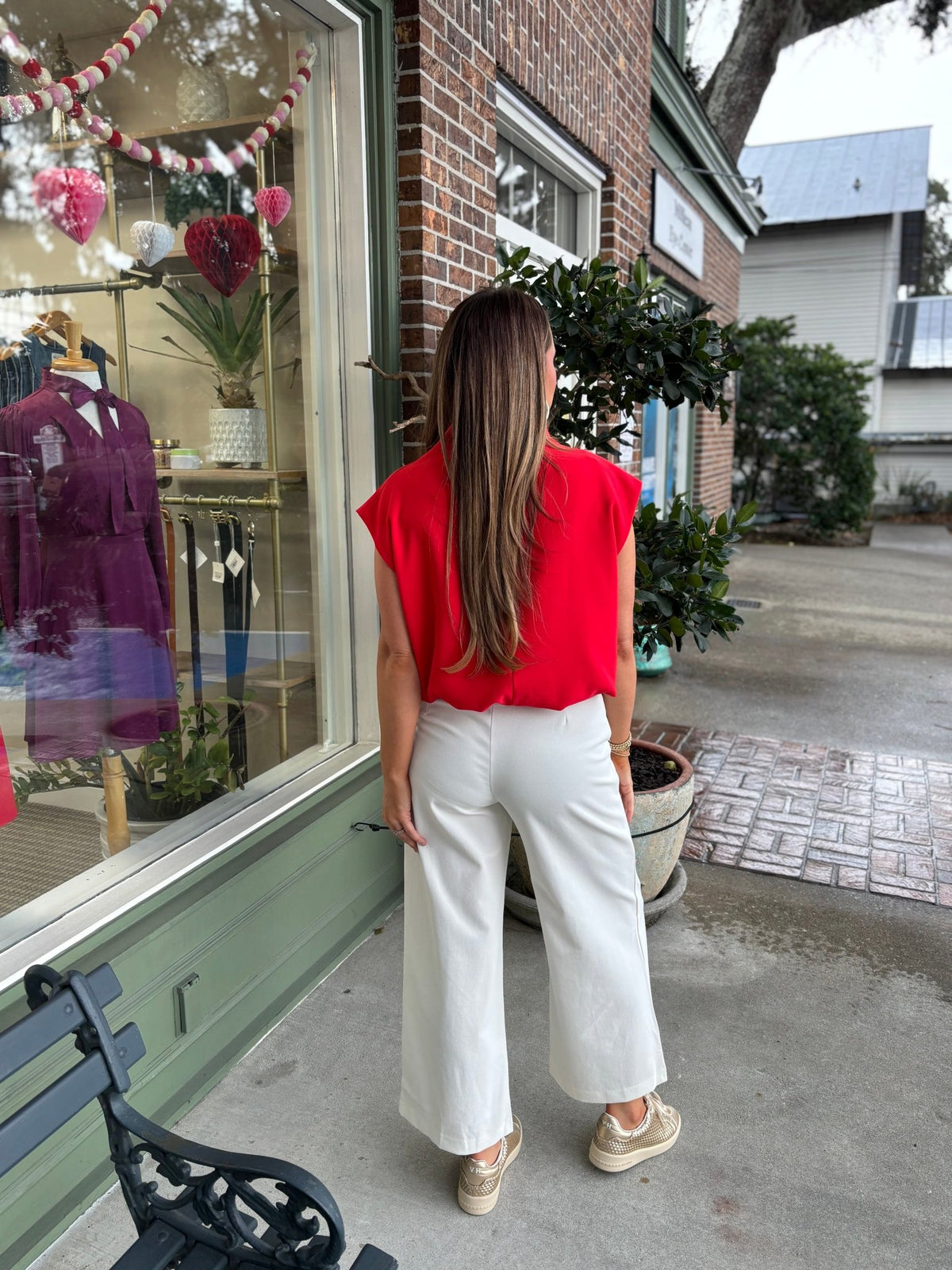 PRE - ORDER - Mock Neck Balloon Top - Red - KJ Clothier