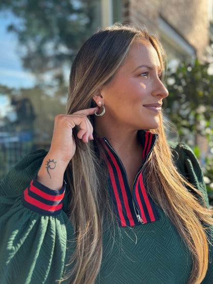 Puff Sleeve Textured Top - Hunter Green - KJ Clothier