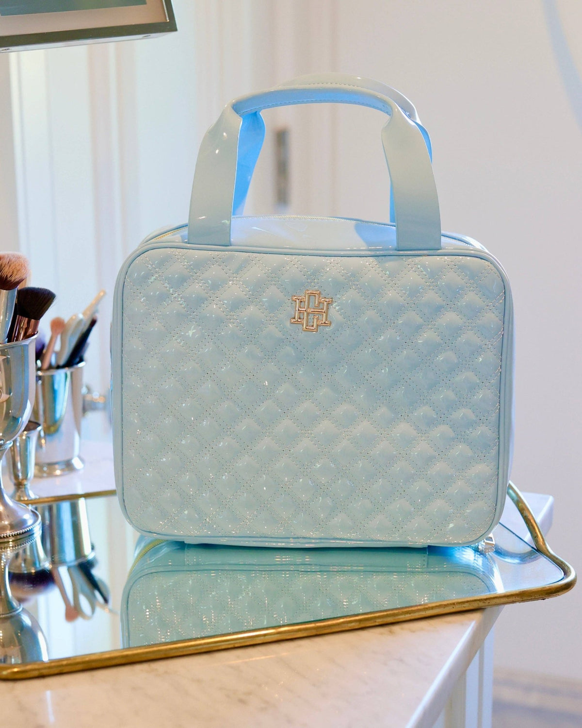 Punta Cana Large Case - Light Blue Patent - KJ Clothier