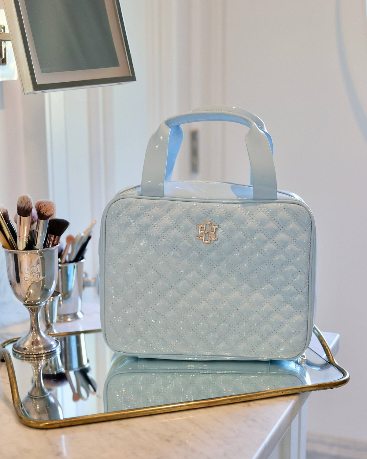 Punta Cana Large Case - Light Blue Patent - KJ Clothier
