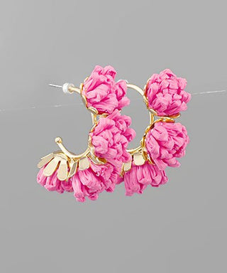 Raffia Flower Hoops - KJ Clothier