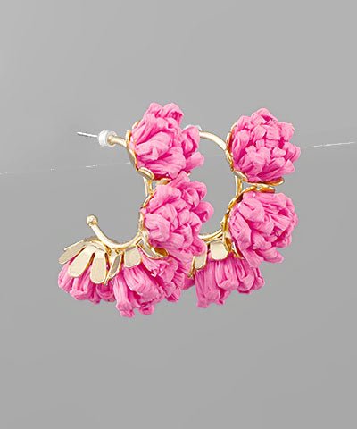 Raffia Flower Hoops - KJ Clothier
