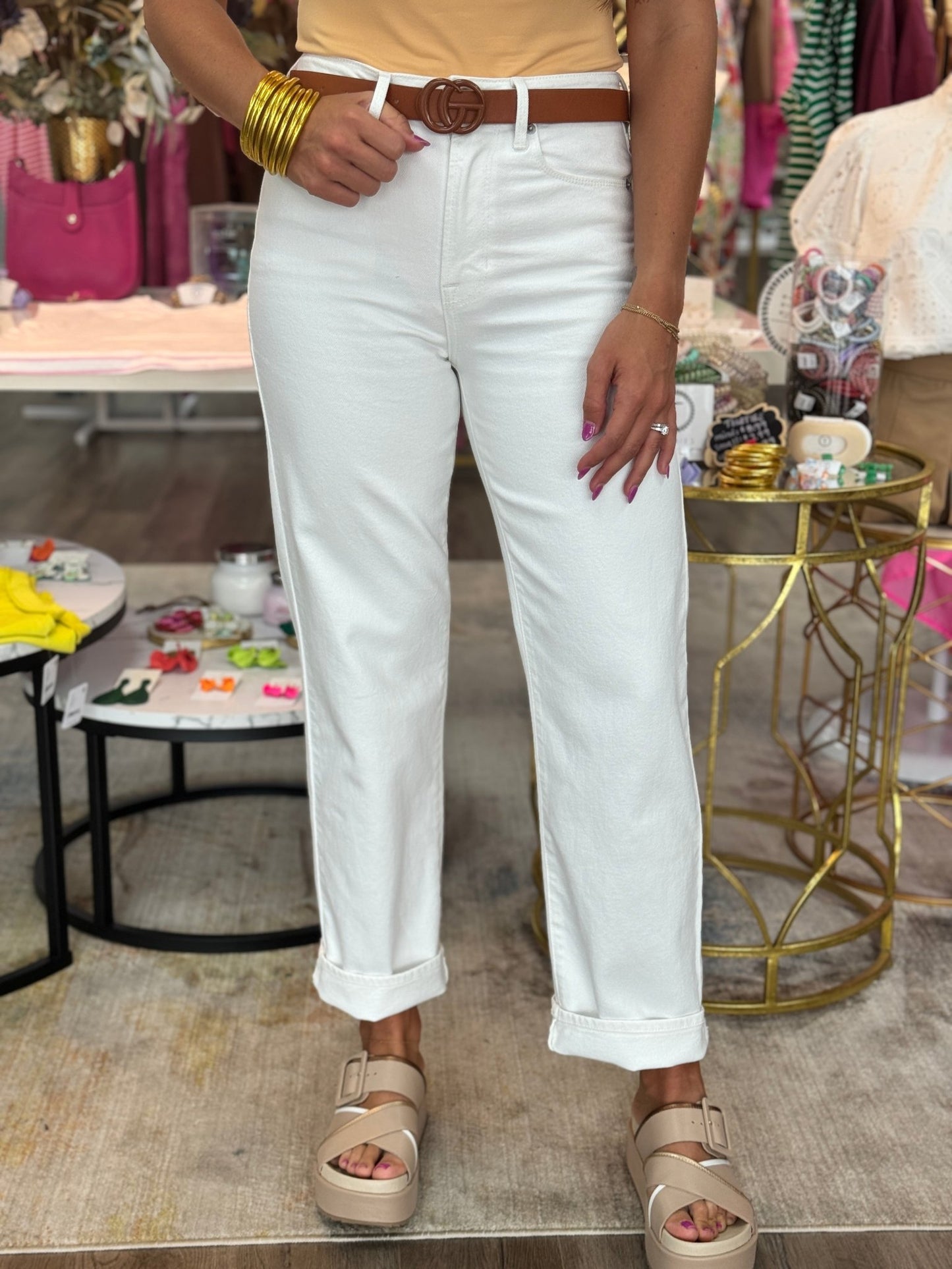 Relaxed Straight Jean - White - KJ Clothier