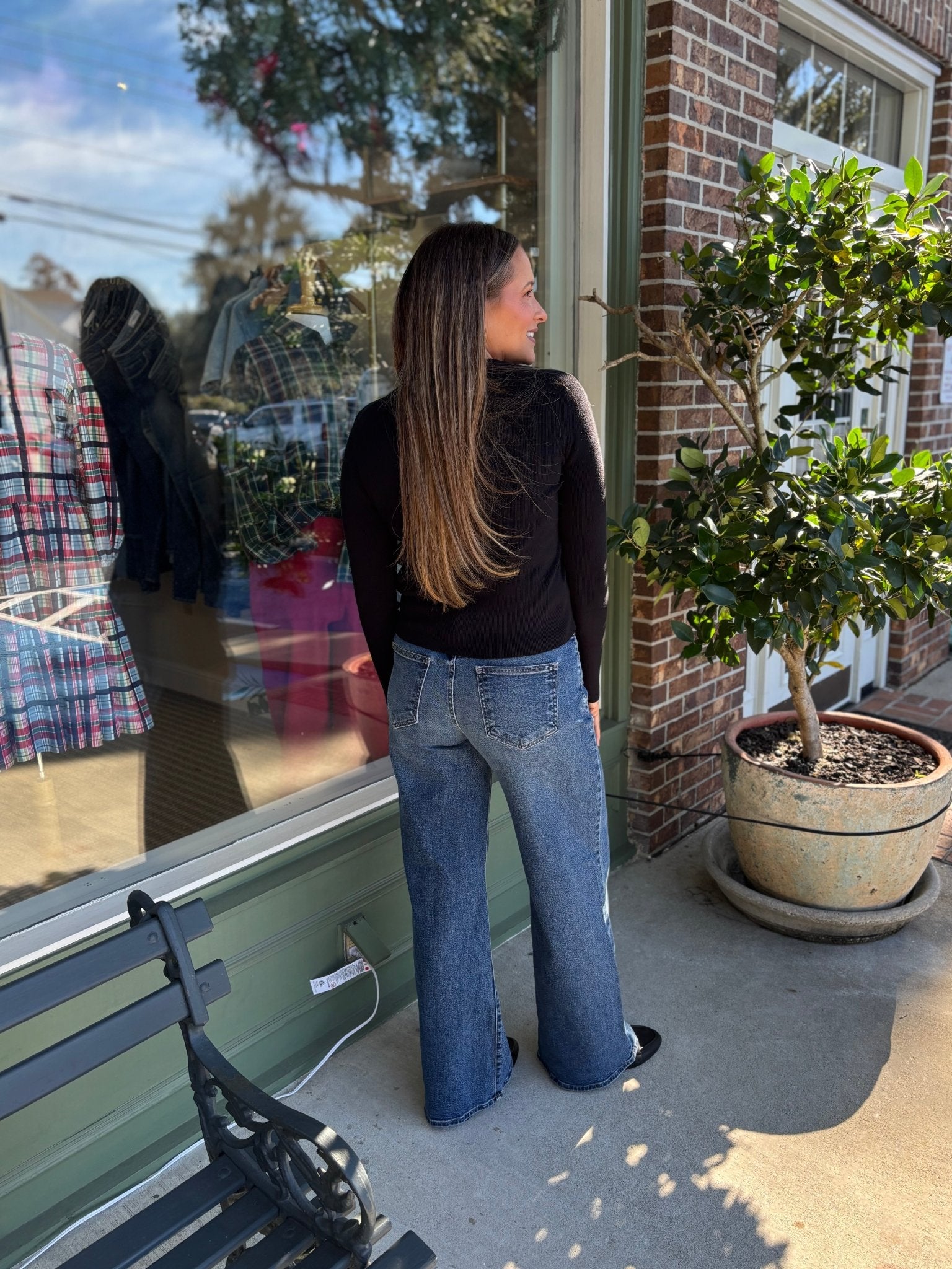 Ribbed Crewneck Cardigan - Black - KJ Clothier