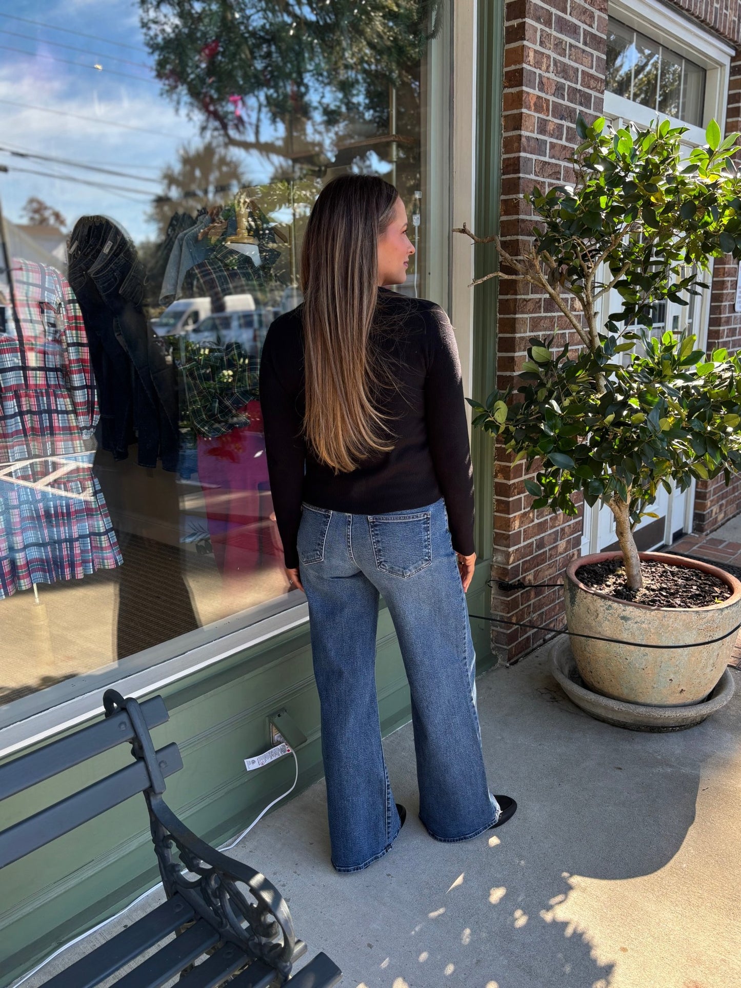 Ribbed Crewneck Cardigan - Black - KJ Clothier