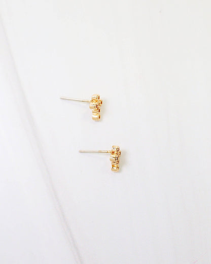 Royal Oak CZ Cross Stud Earring - Gold - KJ Clothier