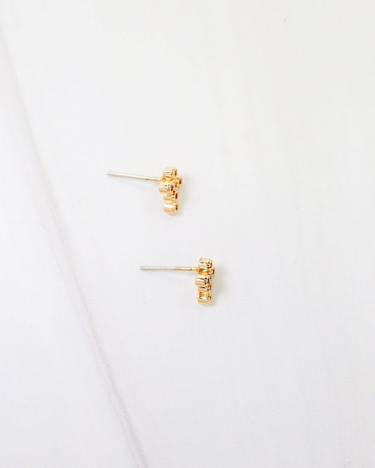 Royal Oak CZ Cross Stud Earring - Gold - KJ Clothier