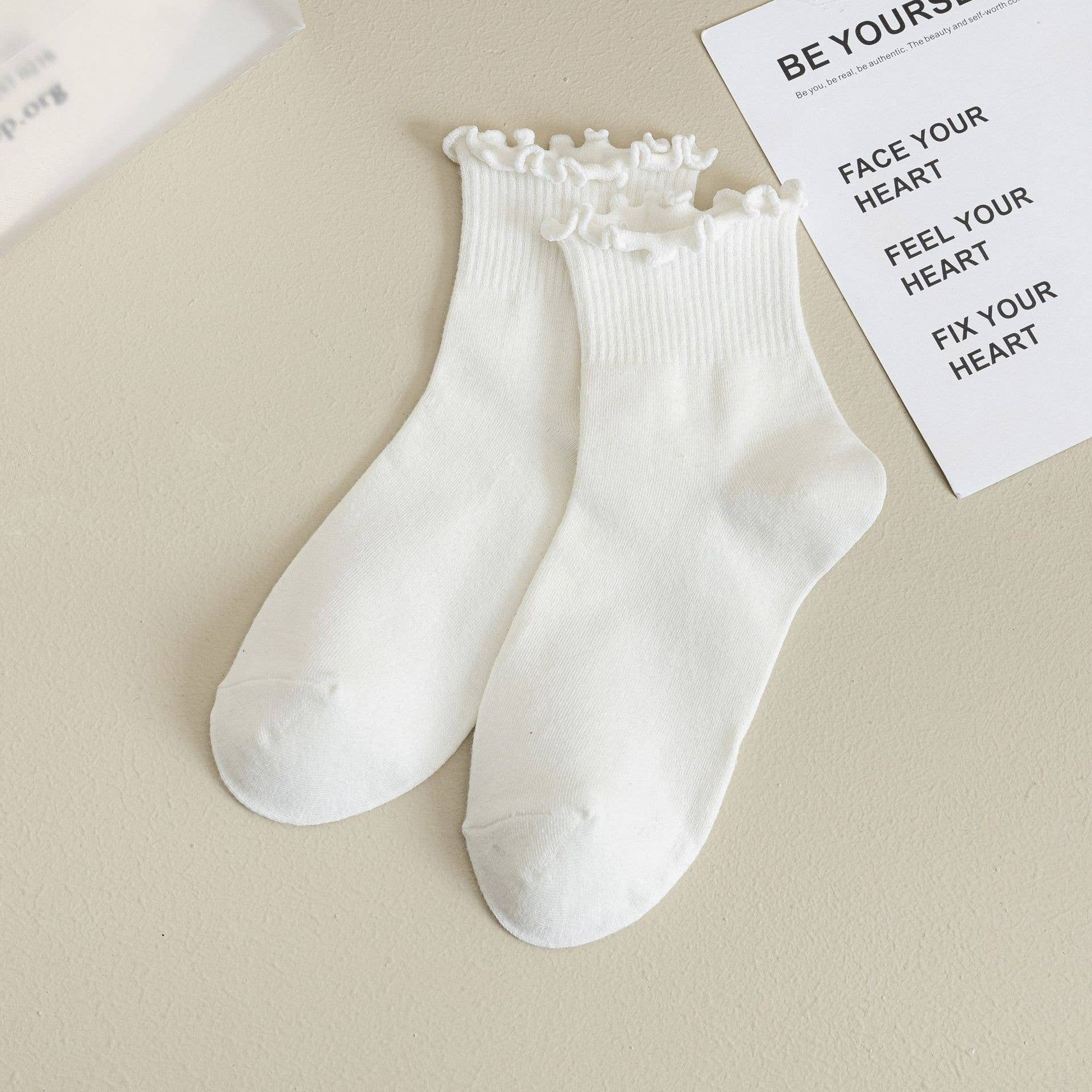 Ruffle Socks - Khaki - KJ Clothier