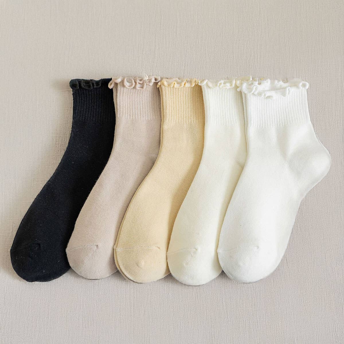 Ruffle Socks - Khaki - KJ Clothier