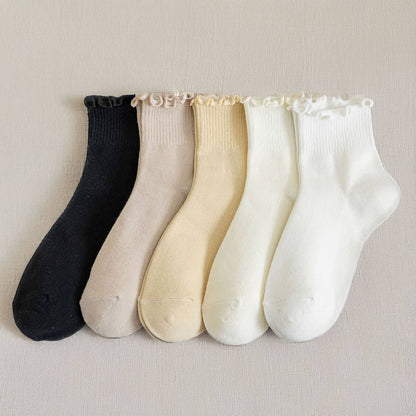 Ruffle Socks - Khaki - KJ Clothier