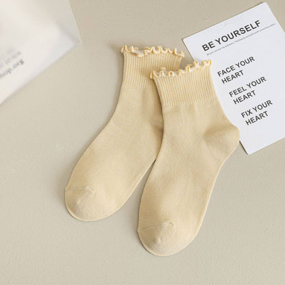 Ruffle Socks - Khaki - KJ Clothier
